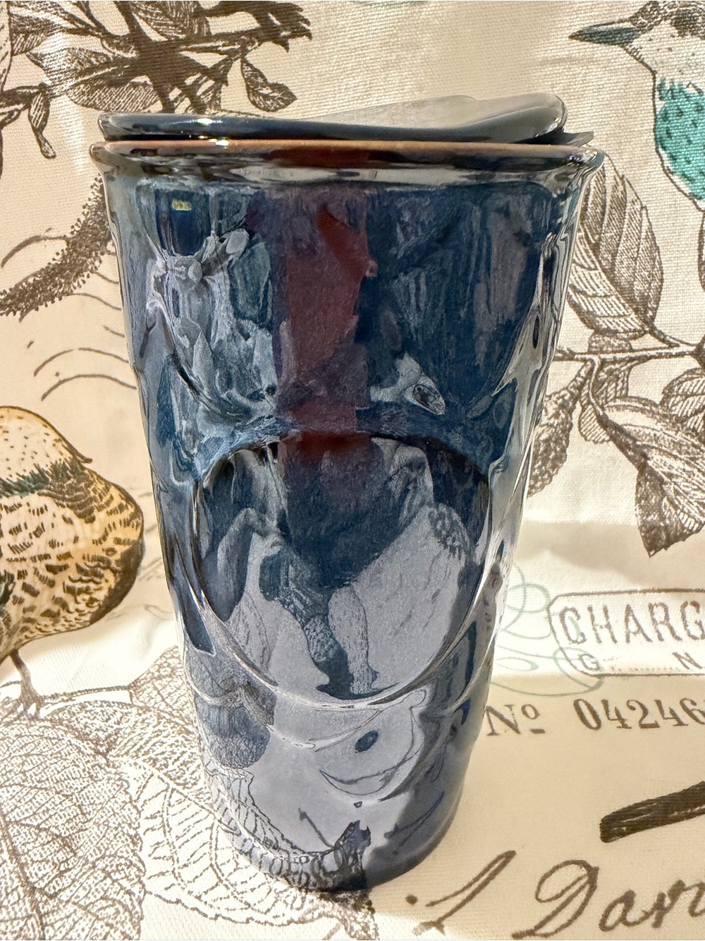 Starbucks Deep Blue Gloss Ceramic Travel Mug